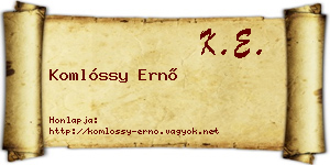 Komlóssy Ernő névjegykártya